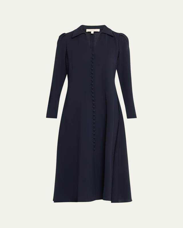 Button-Down Finesse Crepe Midi Dress